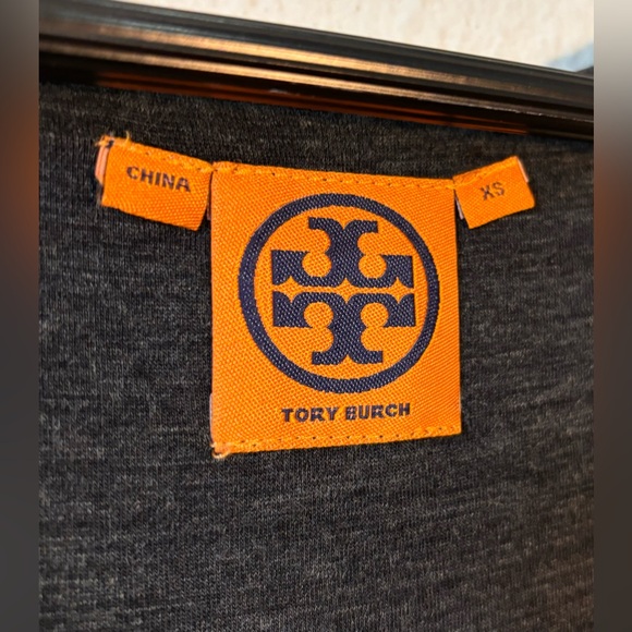 Tory Burch Gray Wool Knee Length Gold Sequin Sheath Cowl Neck Dress Size XS - Picture 10 of 13